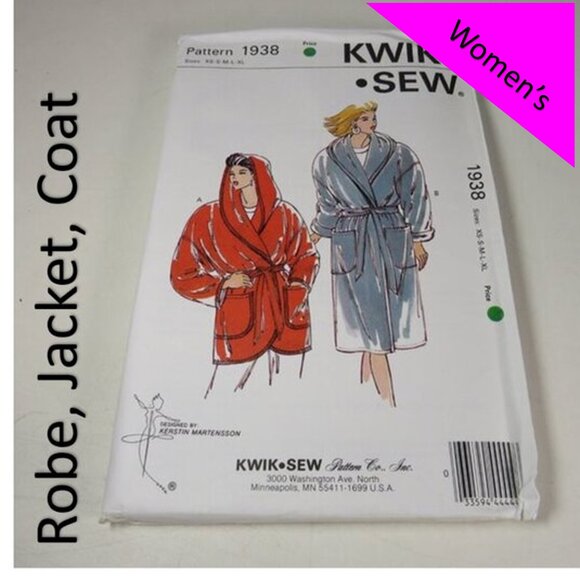 Kwik Sew 1938 Sewing Pattern UNCUT Coat, Jacket, Robe NEW - Picture 1 of 5